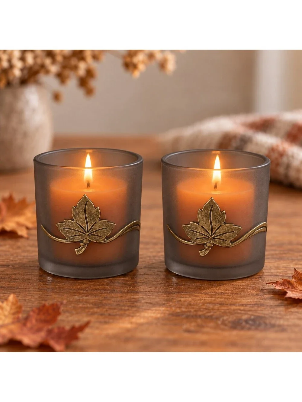 Cambria Pumpkin Spice Votive Candle Holder Set New in Box Fall Decor